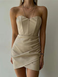 Women's Corset PU Leather Bodycon Fashion Designer Dresses (Short)-Women's Fashion Designer Dresses