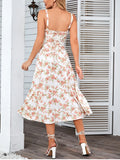 Women's Corset Ruffled Fashion Designer Floral Split Dresses (Midi)-Women's Fashion Designer Dresses