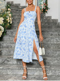 Women's Corset Ruffled Fashion Designer Floral Split Dresses (Midi)-Women's Fashion Designer Dresses