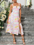 Women's Corset Ruffled Fashion Designer Floral Split Dresses (Midi)-Women's Fashion Designer Dresses