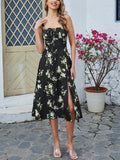 Women's Corset Ruffled Fashion Designer Floral Split Dresses (Midi)-Women's Fashion Designer Dresses