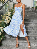Women's Corset Ruffled Fashion Designer Floral Split Dresses (Midi)-Women's Fashion Designer Dresses