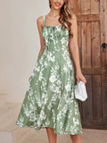 Women's Corset Ruffled Fashion Designer Floral Split Dresses (Midi)-Women's Fashion Designer Dresses
