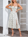 Women's Corset Ruffled Fashion Designer Floral Split Dresses (Midi)-Women's Fashion Designer Dresses