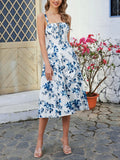 Women's Corset Ruffled Fashion Designer Floral Split Dresses (Midi)-Women's Fashion Designer Dresses