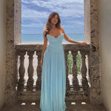 Women's Corset S-L Fashion Designer Pleated Dresses (Long)-Women's Fashion Designer Dresses-Blue-Women&#x27;s fashion designer plus size clothes