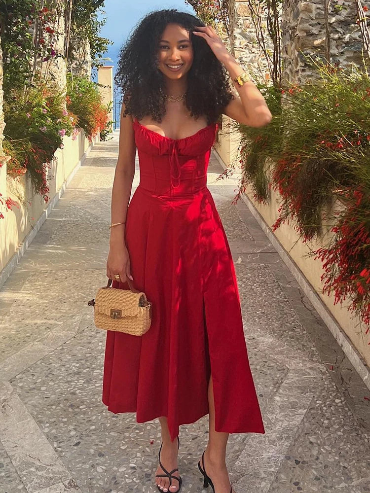 Women's Corset Tied Back Split Fashion Designer S-XL Dresses (Midi) – International Women's Clothing