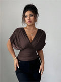 Women's Corset Tops Fashion Designer S-XL Deep V-neck Blouse T-Shirts-Women's Tops Fashion Designer T-Shirts / Blouses-International Women's Clothing