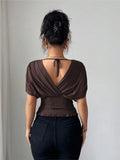 Women's Corset Tops Fashion Designer S-XL Deep V-neck Blouse T-Shirts-Women's Tops Fashion Designer T-Shirts / Blouses-International Women's Clothing