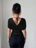 Women's Corset Tops Fashion Designer S-XL Deep V-neck Blouse T-Shirts-Women's Tops Fashion Designer T-Shirts / Blouses-International Women's Clothing