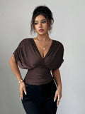 Women's Corset Tops Fashion Designer S-XL Deep V-neck Blouse T-Shirts-Women's Tops Fashion Designer T-Shirts / Blouses-International Women's Clothing
