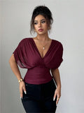 Women's Corset Tops Fashion Designer S-XL Deep V-neck Blouse T-Shirts-Women's Tops Fashion Designer T-Shirts / Blouses-International Women's Clothing
