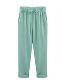 Women's Cotton 1-7XL High Waist Linen Fashion Designer Pants