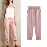 Women's Cotton 1-7XL High Waist Linen Fashion Designer Pants
