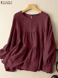 Women's Cotton Blouse 1-5XL Fashion Designer Long-Sleeve Tops (Plus Size)