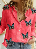 Women's Cotton Fashion Designer Shirt 5XL Linen Long-Sleeve Tops (Plus Size)-Women's Fashion Designer Plus Size Long-Sleeve Tops-International Women's Clothing