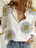 Women's Cotton Fashion 5XL Designer Shirt Linen Long-Sleeve Tops (Plus Size)