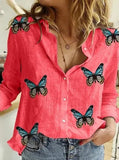 Women's Cotton Fashion Designer Shirt 5XL Linen Long-Sleeve Tops (Plus Size)-Women's Fashion Designer Plus Size Long-Sleeve Tops