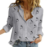 Women's Cotton Fashion Designer Shirt Linen Long-Sleeve Tops (Plus Size)