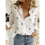 Women's Cotton Fashion Designer Shirt Linen Long-Sleeve Tops (Plus Size)