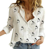 Women's Cotton Fashion Designer Shirt Linen Long-Sleeve Tops (Plus Size)