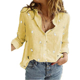 Women's Cotton Fashion Designer Shirt Linen Long-Sleeve Tops (Plus Size)