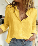 Women's Cotton Fashion Designer Shirt Linen Long-Sleeve Tops (Plus Size)