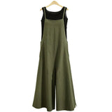 Women's Cotton Linen 2-5XL Fashion Designer Jumpsuits (Plus Size)