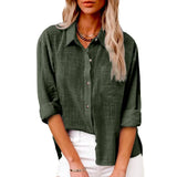 Women's Cotton Linen 3-5XL Shirt Fashion Designer Long-Sleeve Tops (Plus Size)-Women's Fashion Designer Plus Size Long-Sleeve Tops-Army green-Women&#x27;s fashion designer plus size clothes
