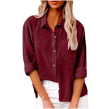 Women's Cotton Linen 3-5XL Shirt Fashion Designer Long-Sleeve Tops (Plus Size)-Women's Fashion Designer Plus Size Long-Sleeve Tops-claret-Women&#x27;s fashion designer plus size clothes