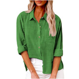 Women's Cotton Linen 3-5XL Shirt Fashion Designer Long-Sleeve Tops (Plus Size)-Women's Fashion Designer Plus Size Long-Sleeve Tops-Grass green-Women&#x27;s fashion designer plus size clothes