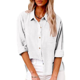 Women's Cotton Linen 3-5XL Shirt Fashion Designer Long-Sleeve Tops (Plus Size)