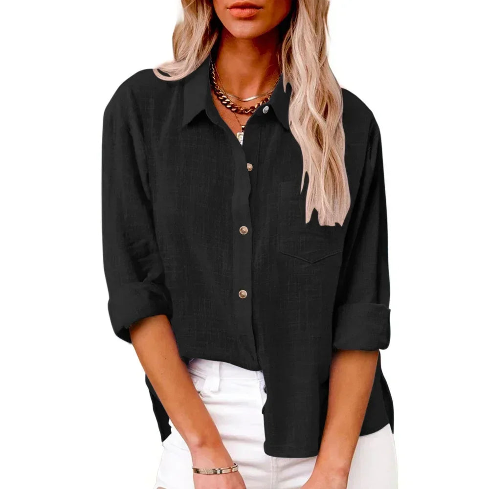 Women's Cotton Linen 3-5XL Shirt Fashion Designer Long-Sleeve Tops (Pl International Women's Clothing Women's Cotton Linen 3-5XL Shirt Fashion Designer Long-Sleeve Tops (Pl International Women's Clothing