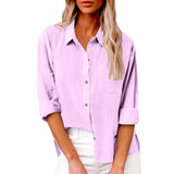 Women's Cotton Linen 3-5XL Shirt Fashion Designer Long-Sleeve Tops (Plus Size)-Women's Fashion Designer Plus Size Long-Sleeve Tops-light purple-Women&#x27;s fashion designer plus size clothes
