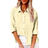 Women's Cotton Linen 3-5XL Shirt Fashion Designer Long-Sleeve Tops (Plus Size)