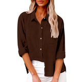 Women's Cotton Linen 3-5XL Shirt Fashion Designer Long-Sleeve Tops (Plus Size)