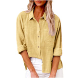 Women's Cotton Linen 3-5XL Shirt Fashion Designer Long-Sleeve Tops (Plus Size)
