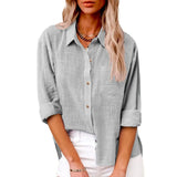 Women's Cotton Linen 3-5XL Shirt Fashion Designer Long-Sleeve Tops (Plus Size)