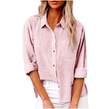 Women's Cotton Linen 3-5XL Shirt Fashion Designer Long-Sleeve Tops (Plus Size)