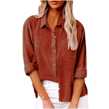 Women's Cotton Linen 3-5XL Shirt Fashion Designer Long-Sleeve Tops (Plus Size)