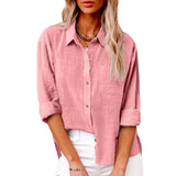 Women's Cotton Linen 3-5XL Shirt Fashion Designer Long-Sleeve Tops (Plus Size)