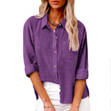 Women's Cotton Linen 3-5XL Shirt Fashion Designer Long-Sleeve Tops (Plus Size)
