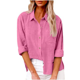 Women's Cotton Linen 3-5XL Shirt Fashion Designer Long-Sleeve Tops (Plus Size)