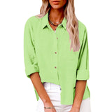 Women's Cotton Linen 3-5XL Shirt Fashion Designer Long-Sleeve Tops (Plus Size)
