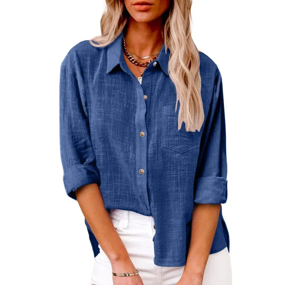 Women's Cotton Linen 3-5XL Shirt Fashion Designer Long-Sleeve Tops (Pl International Women's Clothing Women's Cotton Linen 3-5XL Shirt Fashion Designer Long-Sleeve Tops (Pl International Women's Clothing