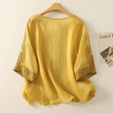 Women's Cotton Linen Blouse Fashion Tops 1-4XL Designer T-Shirts (Plus Size)-Women's Tops Fashion Designer Plus Size T-Shirts / Blouses-International Women's Clothing