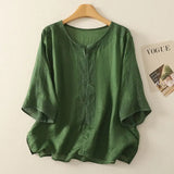 Women's Cotton Linen Blouse Fashion Tops 1-4XL Designer T-Shirts (Plus Size)-Women's Tops Fashion Designer Plus Size T-Shirts / Blouses-International Women's Clothing