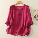Women's Cotton Linen Blouse Fashion Tops 1-4XL Designer T-Shirts (Plus Size)-Women's Tops Fashion Designer Plus Size T-Shirts / Blouses-International Women's Clothing