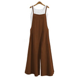 Women's Cotton Linen 2-5XL Fashion Designer Jumpsuits (Plus Size)-Women's Plus Size Fashion Designer Rompers / Jumpsuits-brown-Women&#x27;s fashion designer plus size clothes