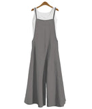 Women's Cotton Linen 2-5XL Fashion Designer Jumpsuits (Plus Size)-Women's Plus Size Fashion Designer Rompers / Jumpsuits-GRAY-Women&#x27;s fashion designer plus size clothes